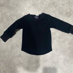 Little bipsy black waffle knit long sleeve top 12/18m